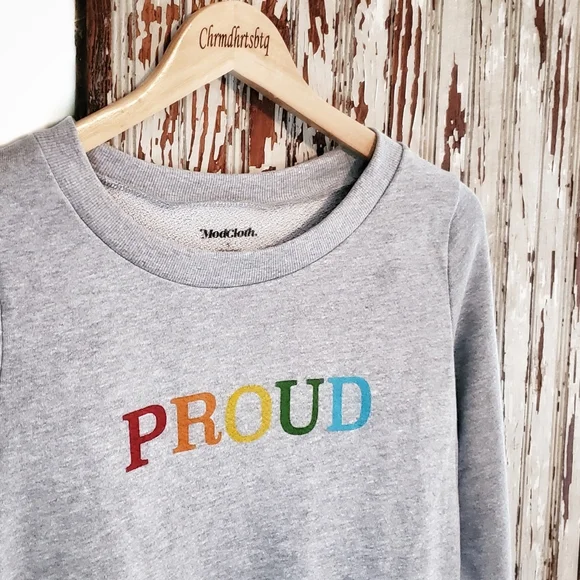 ModCloth Graphic Sweatshirt Grey Print Size S - Picture 3 of 10